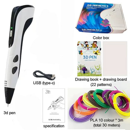 🏆NEW 3D Printing Pen 3d Pen Set for Kids Chidren Child's Birthday Christmas Creative DIY Gift LCD Display with PLA Filament