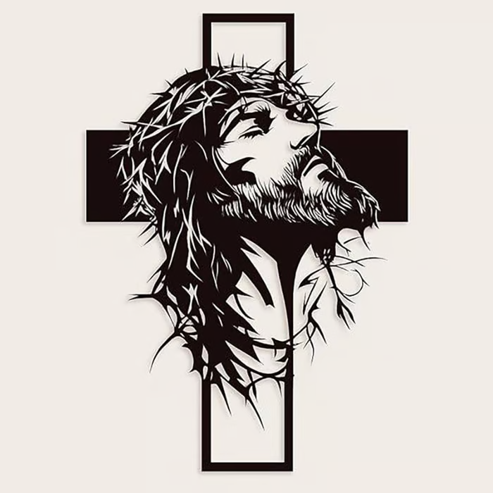 🎄✝️Metal Jesus and Cross Wall Art: Christian Home Decor