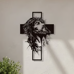 🎄✝️Metal Jesus and Cross Wall Art: Christian Home Decor