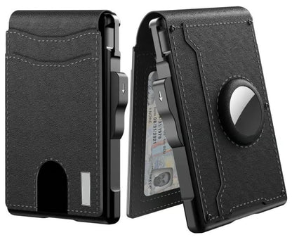 ✨Wallet - With Pop Up Aluminum Case Money Clip Slim Leather Slots Credit Card Holder RFID Blocking Bifold Minimalist Wallet