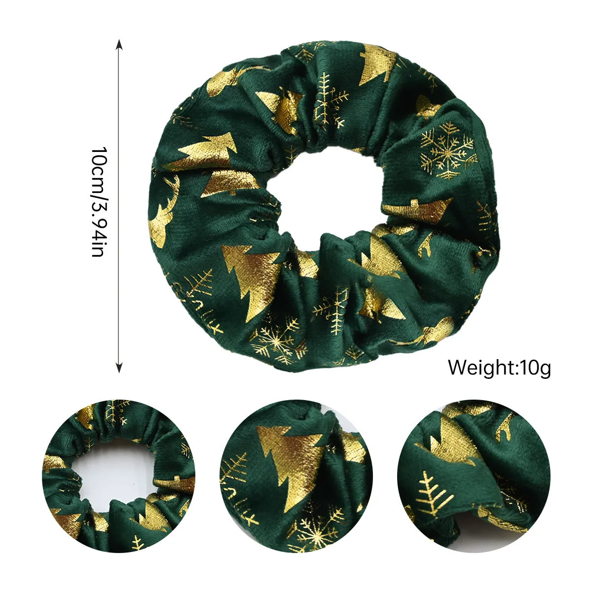 🎀 Velvet Christmas Hair Set 💫 | Gold Embroidered Headbands & Scrunchies | Large Size