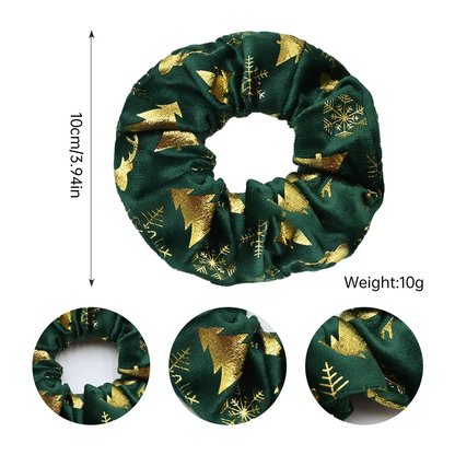 🎀 Velvet Christmas Hair Set 💫 | Gold Embroidered Headbands & Scrunchies | Large Size