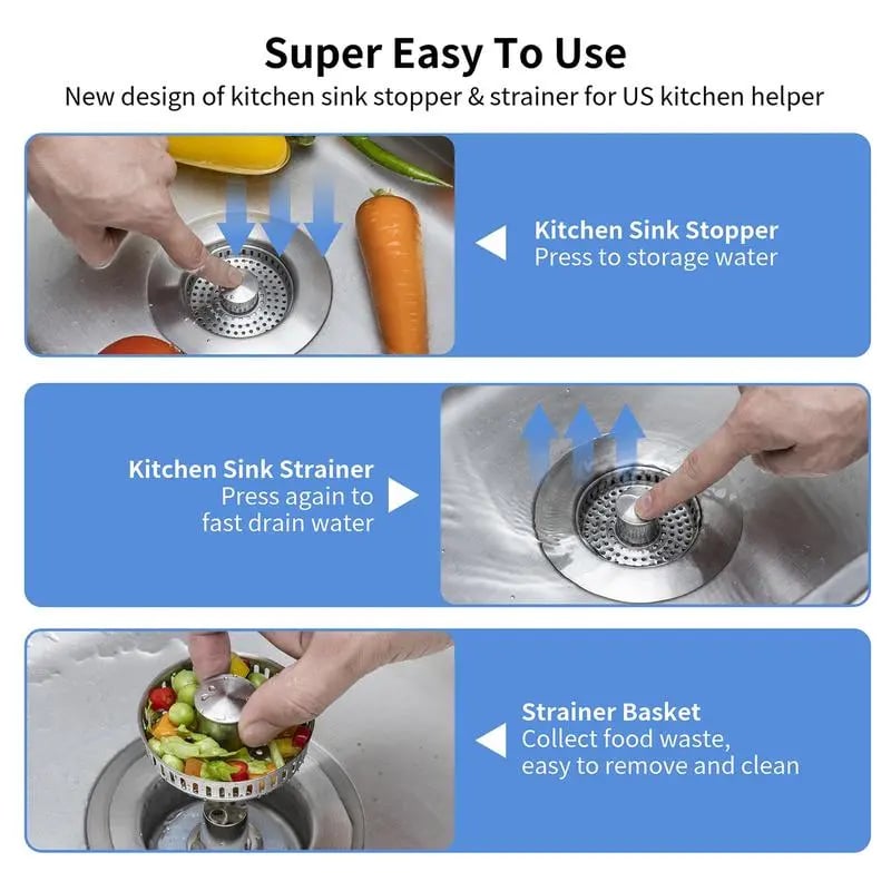 🔥Upgraded 3 in 1 Kitchen Sink Drain Strainer