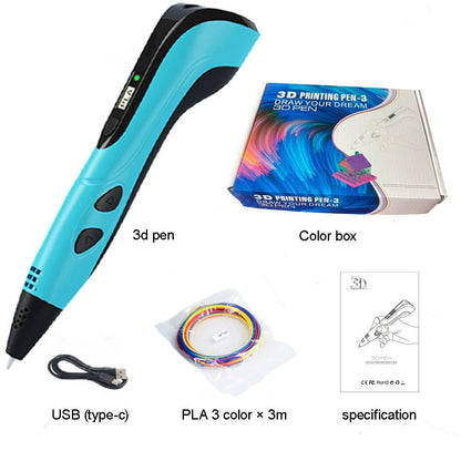 🏆NEW 3D Printing Pen 3d Pen Set for Kids Chidren Child's Birthday Christmas Creative DIY Gift LCD Display with PLA Filament