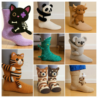 Cosy 3D Knit Animal Socks, Cute & Comfy for You or a Lovely Gift 💝