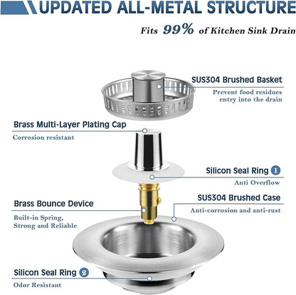 🔥Upgraded 3 in 1 Kitchen Sink Drain Strainer