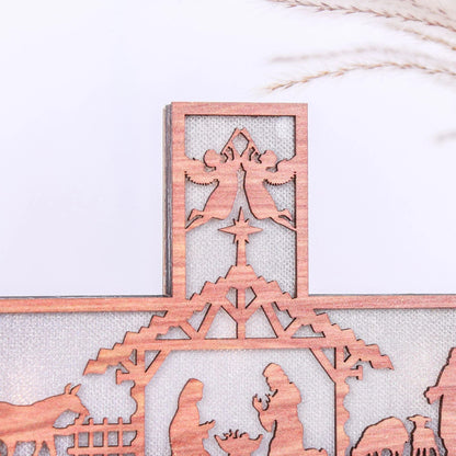 Boxwood LED Nativity Cross – The Light of Christ Shines Within