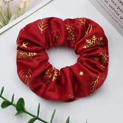 🎀 Velvet Christmas Hair Set 💫 | Gold Embroidered Headbands & Scrunchies | Large Size