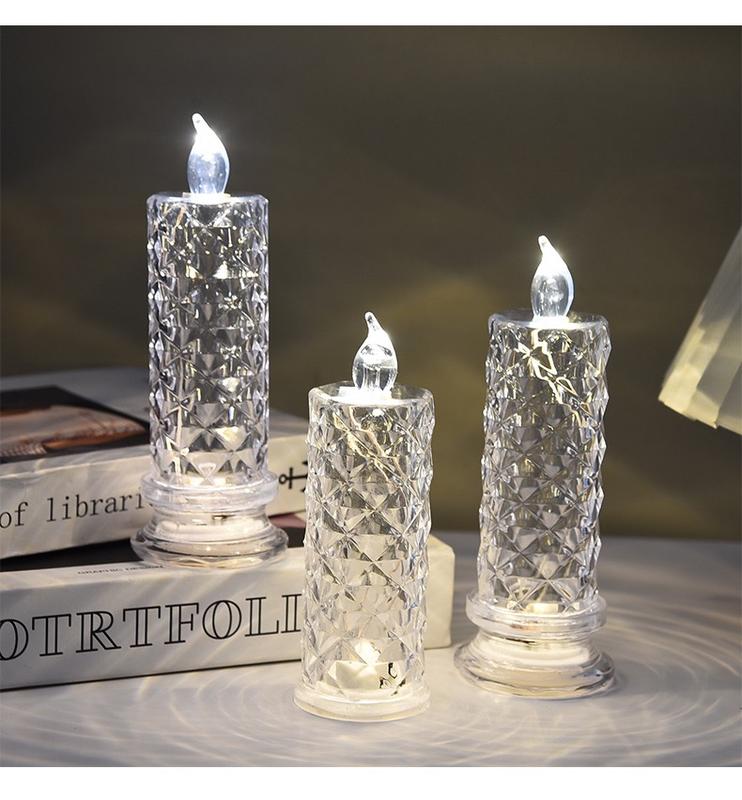 ✨🕯️LED Crystal Candle Lights 🌈Battery Operated